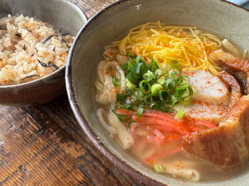 Okinawa soba noodle & Okinawan cooked rice