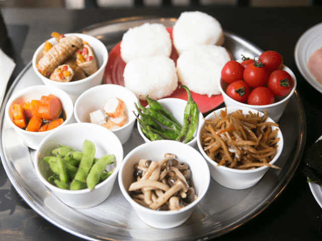 Japanese tradition home-made bento and character rice balls