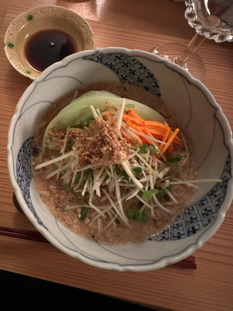 Homemade gyoza and Dan dan ramen noodles