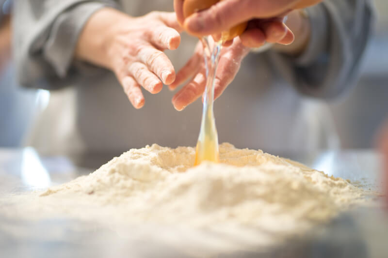 Let's start by making our egg dough 
