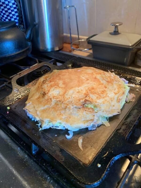 Flip the whole batter over.