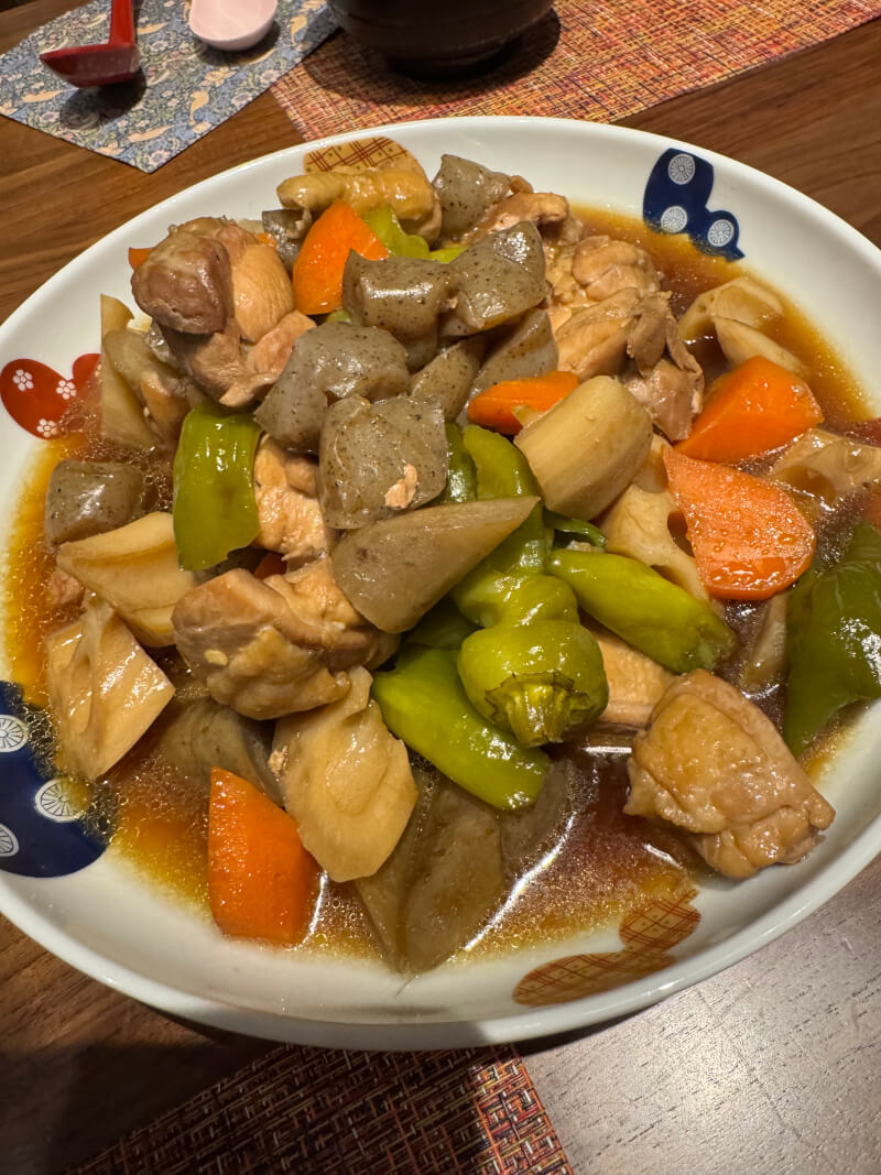 Fake Eel Rice Bowl!! Served with a Chikuzenni  (Thick fried tofu and vegetable stew) and miso soup, perfect for vegetarians and vegans who want to eat eel.