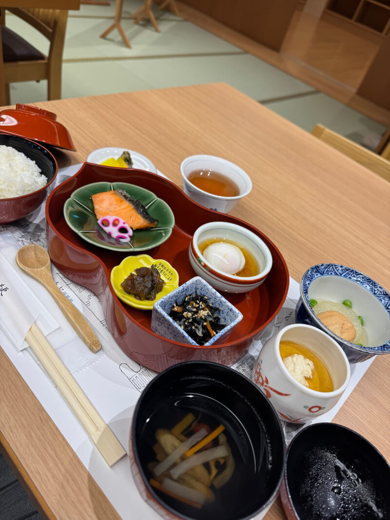 Wagyu beef, dumplings, and grilled fish set with rice and miso soup.