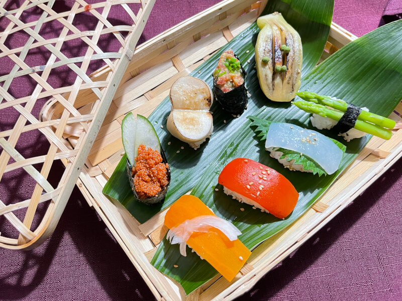 Vegetable sushi making