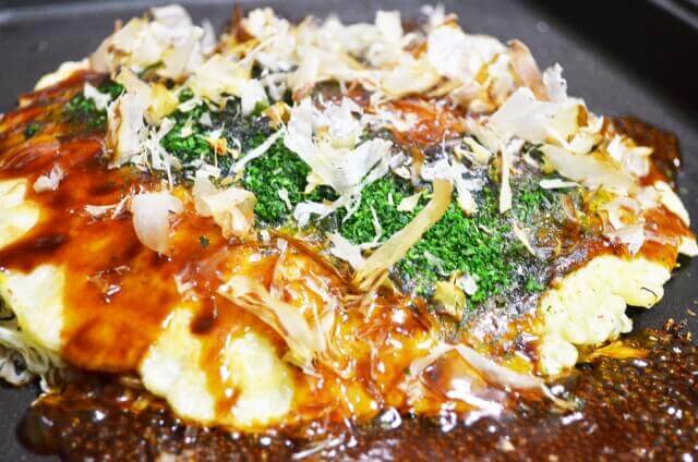 Homemade Okonomiyaki with local food 