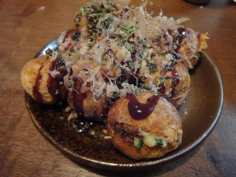 Takoyaki = seafood pancake poppers