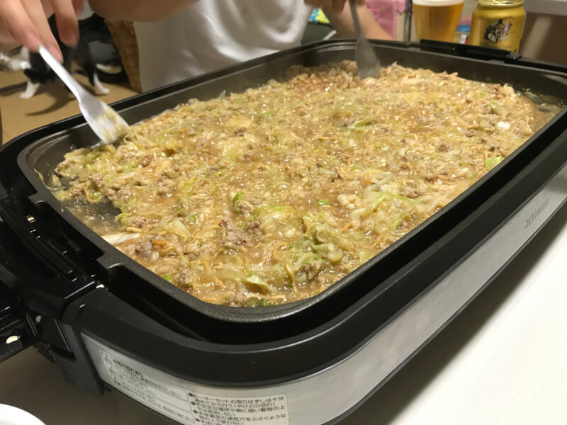 Iron plate Japanese okonomiyaki or monjayaki 