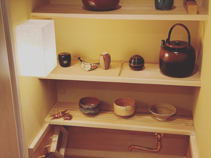 Tea ceremony in the Japanese tiny house