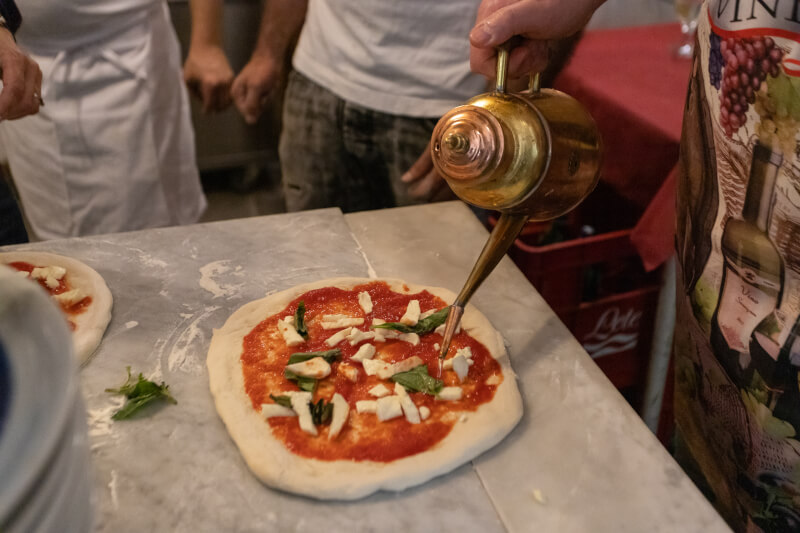 Pizza making class and the secret dough with a starter taste . Best experience in Naples
