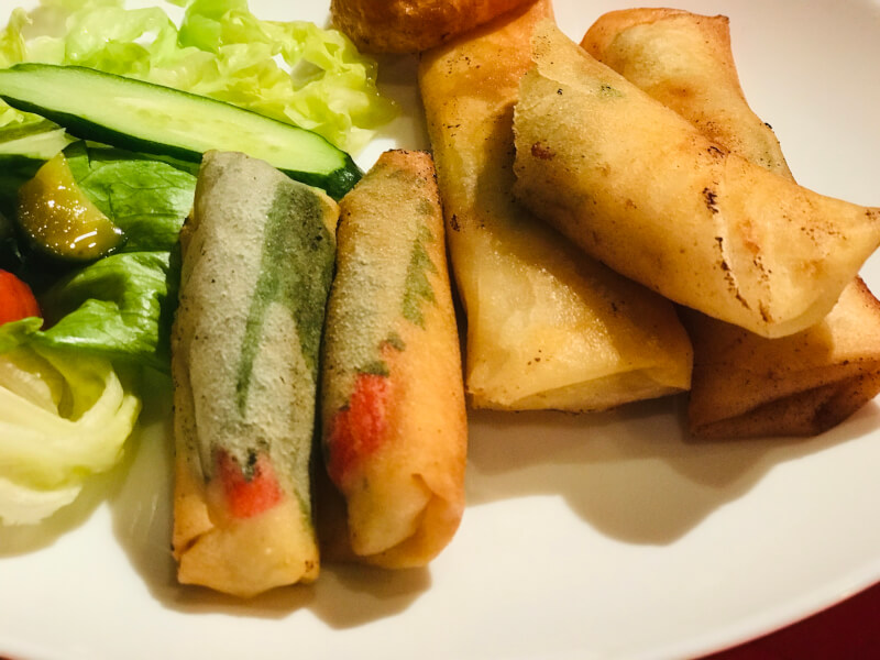 Kyoto-style Harumaki（spring rolls）
※For vegans and vegetarians, 
soy meat can be used instead of pork. Please let us know when you apply.
